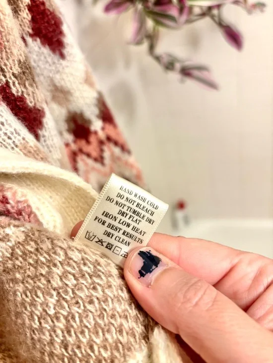 New In Open Fair Isle Cardigan Sweater Oversized Size Medium Cottagecore Spring - Picture 6 of 7